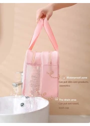 3 1Pc PVC Travel Toiletries Bag Multi Functional Makeup Storage Bag Portable Makeup Organizing Bag Travel Storage Bag Hand Held Zipper Bag Net Eye Bag Travel Bag Suitable For Small Items Such As Lipst