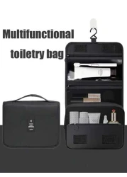 1pc Large Capacity Multi Function Zoned Storage Bag Hanging Toiletry Cosmetic Bag Travel Organizer Tote Boho Style For Hotel Narrow Bathrooms Outdoor Camping Quick Access Items Interior Space Layout M
