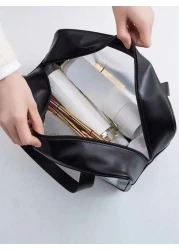 3/1 حقيبة مكياج كبيرة السعة مقاومة للماء، مزدوجة الطبقة لمستحضرات التجميل، حقيبة منظم السفر متعددة الاستخداما