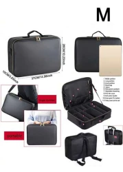 Multi Function PU Leather Cosmetic Bag Large Capacity Professional Divided Makeup Case With Dual Shoulder Shoulder Strap Suitable For Beauticians Nail Technicians Tattoo Artists Makeup Artists Travel