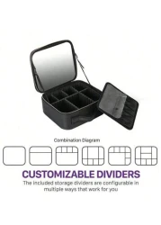 Professional Makeup Case With Lights Full Screen Mirror Cosmetic Storage Bag Fully loaded Portable Makeup Artist Brush Beauty Nail Tool Box Leather Travel Makeup Bag