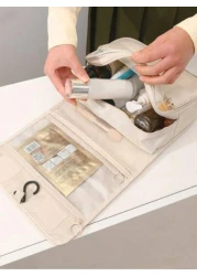 حقيبة مستحضرات التجميل للسفر قطعة واحدة، حقيبة أدوات التجميل القابلة للتعليق، حامل فرش المكياج، منظم حقيبة م