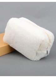 1pc Plush Cosmetic Bag Large Capacity Storage Bag Travel Portable Pencil Case Zipper Toiletry Bag Gift For Girls Women Back To School