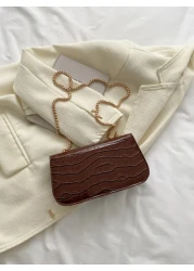 Waterproof Lightweight Business Casual Crocodile Embossed Chain Bag For Teen Girls Women College Students Rookies White Collar Workers Perfect For Office College Work Business Commute Outdoors Travel