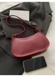 حقيبة كتف أنيقة ذات تصميم بسيط، حقيبة إبط بطراز عتيق، حقيبة مقبض مبطنة خفيفة الوزن مع سحاب، حقيبة يد عصرية متع