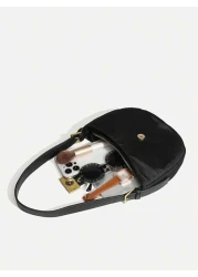 New Fashion Large Capacity Day Lock Multi Function Adjustable Armpit Bag High End Plain Zip Pocket Anti Theft Inner Pouch Black Nylon Baguette Bag For Office College Student Daily Use