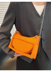 Y2K Steampunk Funky Gothic Style Spooky Style Cute Kawaii Vacation Lightweight Business Casual Letter Graphic Chain Decor Bag For Teen Girls Women College Students Rookies White Collar WorkersFor Offi