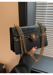 Crocodile Print Women s Retro Chain Small Square Bag Fashionable Versatile Shoulder Crossbody Bag 23 15 9cm Bag For Women Elegant