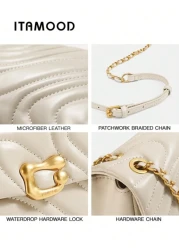 ITAMOOD Luxury Designer Lightweight Business Casual Large Capacity Square Bag Chic Microfiber Leather Cream White Purse Teacher Gifts