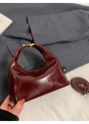 New Fashion Joker Solid Color Pu Waterproof Fabric Letter Pattern Decoration Design Zipper Opening And Closing Handbags Square Bags Burgundy Bags With Pendant Decoration Design Can Be Slung Suitable F