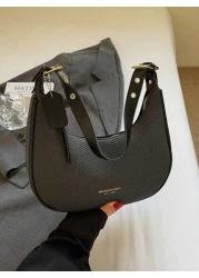 1pc Solid Color PU Leather Shoulder Bag For Women Versatile Crossbody Bag For Commuting Adjustable Shoulder Strap