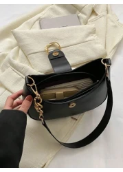 Lightweight Business Casual Small Hobo Bag Solid Color Metal Decor For Teen Girls Women College Students Rookies White Collar Workers Perfect For Office College Work Business Commute Outdoors Travel O