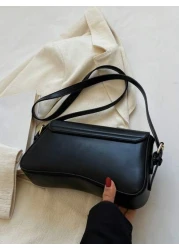 Minimalist Flap Square Bag Simple Solid Color Flap Underarm Bag PU Leather Textured Bag Purse Fashion Versatile Bag