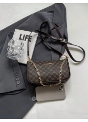 Women s Pu Leather Chain Shoulder Bag With Underarm Design