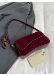 كتف/عَبر الجسم 1 قطعة حقيبة ظهر/حقيبة جلد بتصميم أحادي اللون قاتم من المرأة