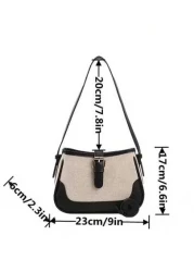 حقيبة كتف بتصميم عتيق وتباين لوني، محفظة تحت الابط بتصميم نايش، حقيبة نسائية للجسم عبرية مزينة بإبزيم