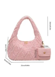 Fringe Trim Denim Hobo Bag With Coin Purse Women Bag With Dime Bag