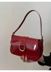 Red Retro Style Faux Leather Square Small Shoulder Bag Versatile For Women Detachable Dual Shoulder Straps Suitable For Girls Ladies Students Office Workers Commuting Outdoor Matching Ankolal Red