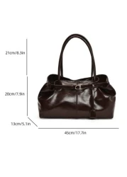 1pc Women s High Capacity Tote Handbags Female Pu Leather Shoulder Bags Handbag Bags For Girl Casual Classic Simple Designer Business Style Bag Fashion Lady Commute Handbags Commuting To Work Black Wh