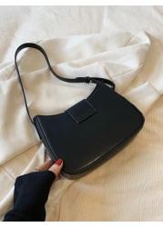 Shoulder Bag With Rhinestone Decorative Armpit Bag Versatile And Fashionable Rhinestone Glitter Saddle Underarm Bag PU Leather Textured Bag Purse Fashion Versatile Bag