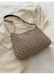 1 قطعة سحاب مزين بقفل معدني، بنمط زهري أنيق ومتعدد الاستخدامات، حقيبة كتف كاجوال مناسبة للاستخدام اليومي للنس