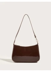 حقيبة هوبو اصطناعية من الجلد اللامع بسيطة، مثالية لمهرجان الموسيقى