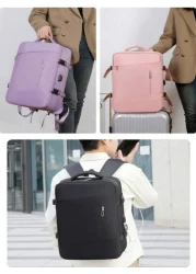 1pc Travel Backpack For Men Women 40L Flight Approved Carry On Backpack Large Expandable Luggage Backpack Bussiness Travel Backpack With USB Charging Port And Anti Theft Pocket 17 Inch Water Resistant