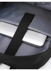 SHILAN حقيبة ظهر ذات لون أحادي بأشرطة كتف قابلة للتعديل، سعة كبيرة، إغلاق بسحاب، مصنوعة من النايلون المقاوم للما