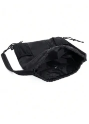 Large Stock New Arrival Water Proof Nylon Drawstring Backpack Solid Color Travel Outdoor Gym Bag Simple Outdoor Travel Backpack Weekend Summer Vacation Holiday Document Carry On Casual Black Personali