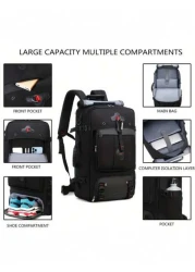 Spacious Lightweight Travel Backpack Hiking Backpack With Wet Dry Separation Outdoor Hiking Backpack With USB Multi Function Water Resistant Contrast Color Backpack Luggage Backpack For School And Tra