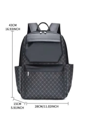 17 Inch Medium Laptop Backpack Geometric Pattern Buckle Design Pu Camping Bag Schoolbag For Travel College School Casual Backpack Laptop Backpack Commute Lightweight Flap Backpacks Leather Bag Minimal