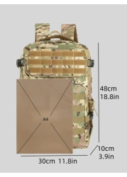 Tactical Assault Backpack Large Military Backpack For Outdoor Students Laptop Unisex Suitable For Hiking Camping Trekking Camouflage One Size