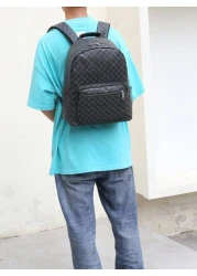 حقيبة ظهر مطبوعة بطراز عتيق، متعدد الأزرار كاملة من جلد PU، عملية متعددة الاستخدامات