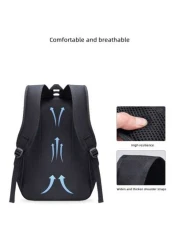 1pc Classic Black Backpack For Men Large Capacity Multi Layer Design Adjustable Shoulder Strap Polyester Lining Zipper Closure Side Water Bottle Holder Suitable For School And Travel Casual Style Back