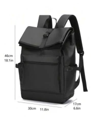 حقيبة ظهر غطاء شبشب سوداء مقاومة للماء للرجال، حقيبة سفر وعمل للكمبيوتر المحمول ، حقيبة رياضة وترفيه حقيبة هد