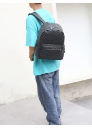 15 Inch Men Geometric Pattern Casual School Backpack Laptop Computer Bag Bookbag Shoulder Bag College School Graduate University Students For Business Outdoor Travel Camping Sport Leather Bag For Book