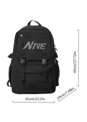 Men s Black Graphic Print Flap Large Capacity Travel Backpack Middle School Student Campus Bag Boys Rucksack
