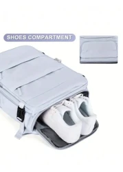 1pc Large Capacity Backpack With Shoe Compartment Casual Backpack With Charging Port Portable Laptop Backpack For Hiking Trekking Outdoor Sports Students