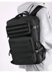 حقيبة ظهر خارجية متعددة الجيوب للرجال، يمكن أن تستوعب حقيبة كمبيوتر 15.6 بوصة، حقيبة مدرسية خفيفة الوزن، حقيبة