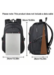 Large Capacity Fashion Backpack With USB Charging Port Shoe Compartment Stylish Multi Function Durable Oxford Fabric Backpack Suitable For Business Travel And School Use