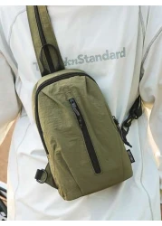 1pc Back To School Style Plain Color Zipper Closure Backpack Minimalist Casual Fashion Suitable For Men For Daily Use And Travel