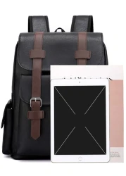 Large Laptop Backpack Pu Backpack Male Teenagers Boys Black Schoolbag Schoolbag For Travel College School Casual Backpack Laptop Backpack Commute Lightweight Flap Backpacks Rucksack Summer College Bag