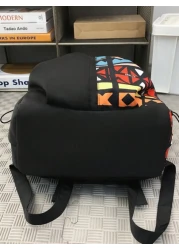 حقيبة ظهر سعة كبيرة عادية، حقيبة رسول نايلون بطباعة غرافيتي أنيقة، حقيبة مدرسية وسفر مع قلادة، حقيبة صيحة عيد