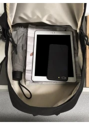 Men Knot Decor Water Resistant Backpack Schoolbag For Travel College School Casual Backpack Solid Color Black Backpack For Sport Lightweight With Adjustable Strap Christmas Winter Travel Zipper Laptop