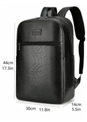 Faux Leather Vintage Backpack Slim 15 6 Inch Laptop Bag Casual Travel Daypack Brown Black Vacation School Summer Water Proof Carry On PU Leather Business Casual Black Husband Purse Holiday Computer Bl