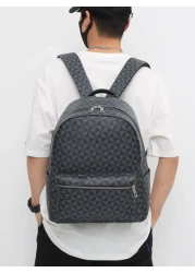 15 Inch Fashionable Vintage Flower Print Pu Commuter Travel Backpack Casual Backpack Laptop Backpack School Backpack Lightweight Leather Vintage Vacation Sport Men Gifts Waterproof Portable Laptop Bag