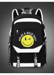 حقيبة ظهر كمبيوتر سعة كبيرة بطباعة الحروف (جميع أشرطة الحزام عشوائية)