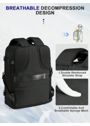 Floless Travel Backpack Work Bag Carry On Hand Luggage Water Resistant Business Large Daypack Weekender Bag Slim Laptop Backpack With USB Charging Port College Bag Computer Bag Gifts Fits 15 6 Inch No