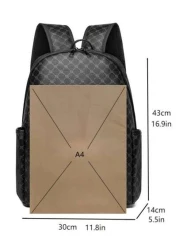 حقيبة ظهر كاجوال واسعة الحجم ومطبوعة، حقيبة مدرسية أو للأعمال من جلد البولي يوريثان اللامع, موضة