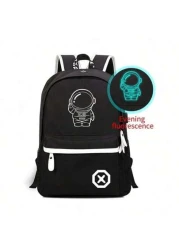 Lightweight Versatile Neon Glow In The Dark Backpack Shoulder Bag Made Of Waterproof Material Large Capacity Adjustable Strap Casual Suitable For School Campus Men All Printed Straps Are Random Anime